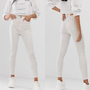 Stradivarius super high waist striped skinny jeans